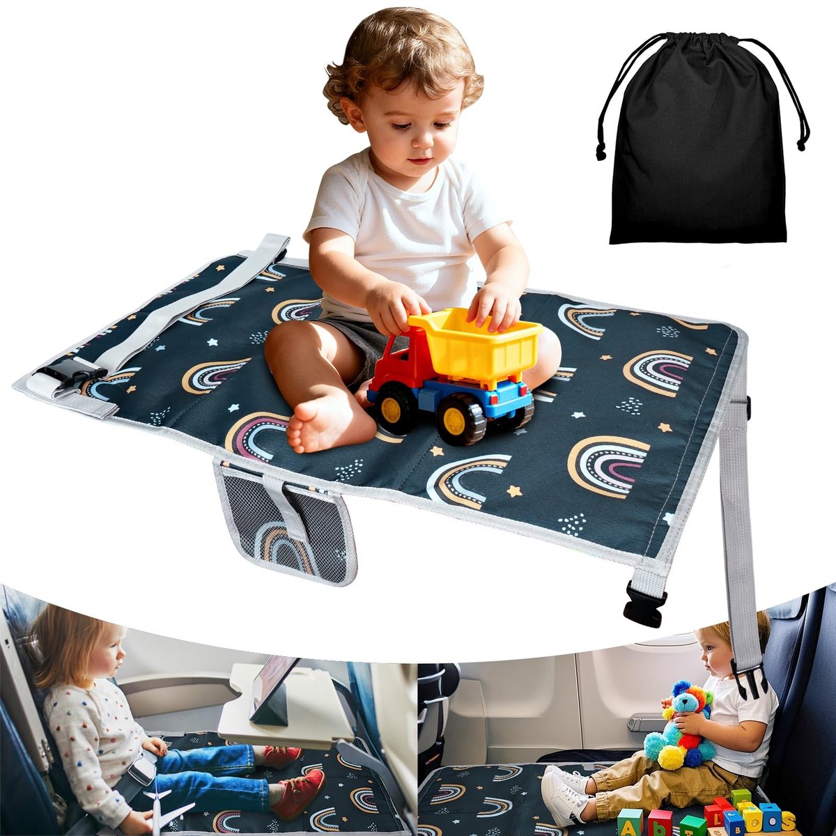 Dailygoods- Voetensteun voor kinderen - Draagbare voetensteun - Vliegtuig voetensteun - Zitverlenging voor korte afstanden - Ergonomisch ontwerp - Ideaal voor reizen - Kindervliegtuigbed