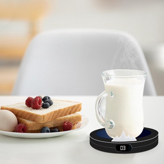 Kopverwarmer - Warme Dranken Plaat - Dranken Warm Houden - Automatische Uitschakeling - 13x13cm - Zwart — afbeelding 2