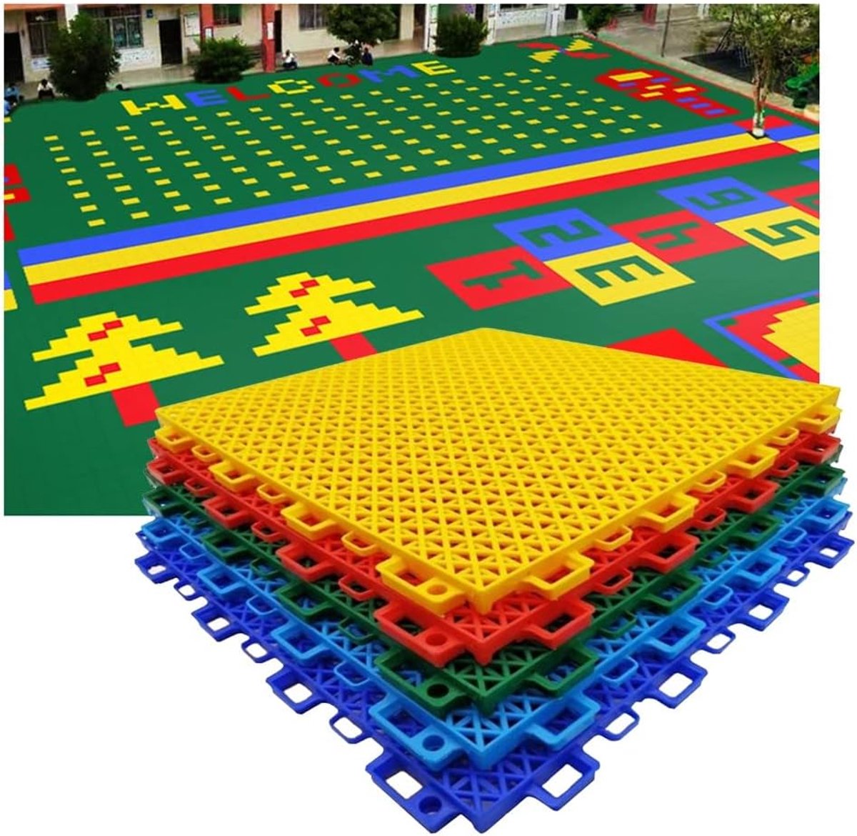 Kunststof Sportvloer - Modulaire Tegels - Buiten Sporten - Weerbestendig Ontwerp - 30.5 cm - Groen