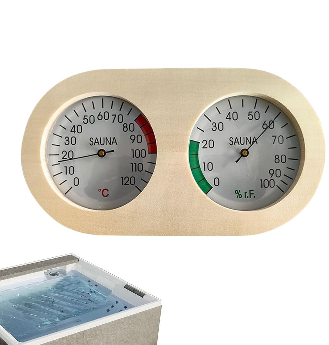 Vochtigheid Temperatuur Meter - Hygrometer Thermometer - Klimaat Monitoren - Natuurlijk Houten Behuizing - 0-100% Vochtigheid 0-120°C - Houtkleur