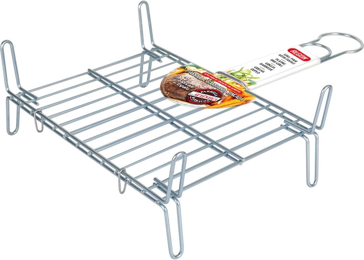 Dubbele Grill - Grillrooster - Buiten Koken - Roestvrij Staal - 25 x 30 cm - Zilver