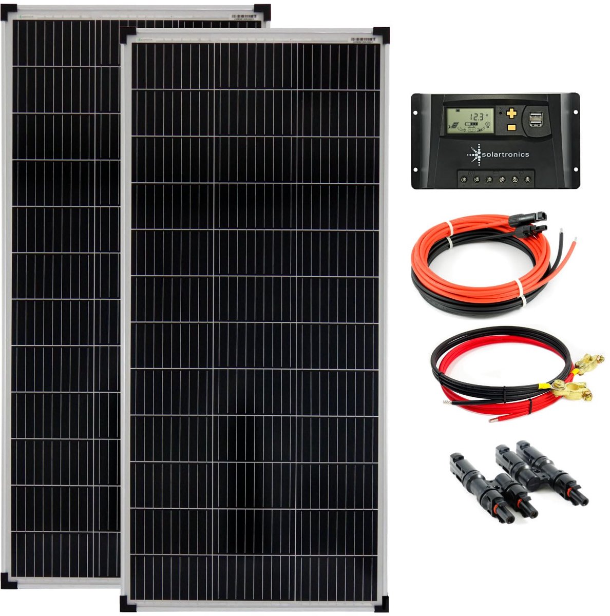 Zonne-energie Set - Zonnepanelen Installatie - Energie Opwekken - 200 Watt Vermogen - 12 Volt - Blauw