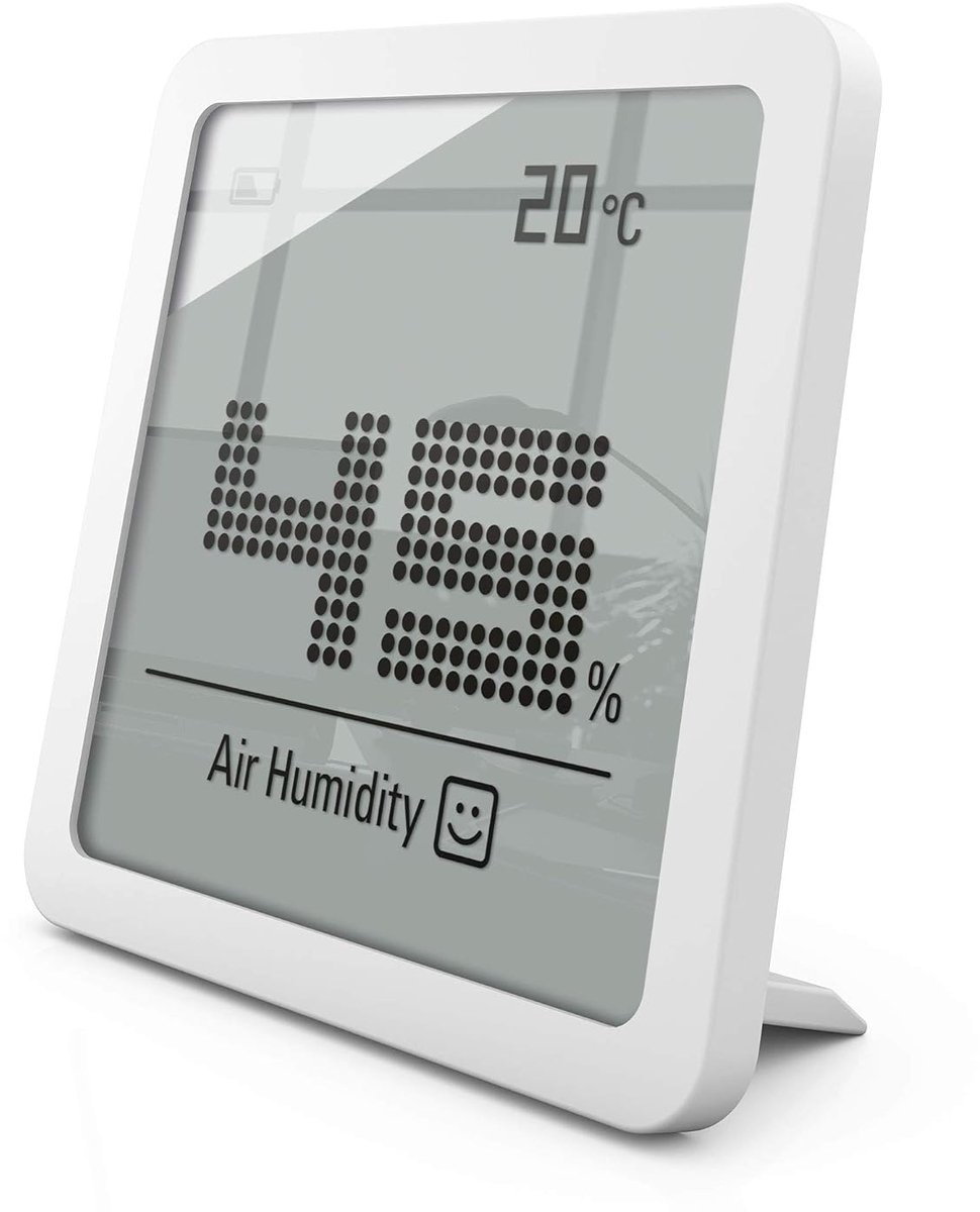 Digitale Hygrometer - Luchtvochtigheid meter - Binnenklimaat Meten - Vrolijke Smiley Indicator - 47 x 47 cm - Wit
