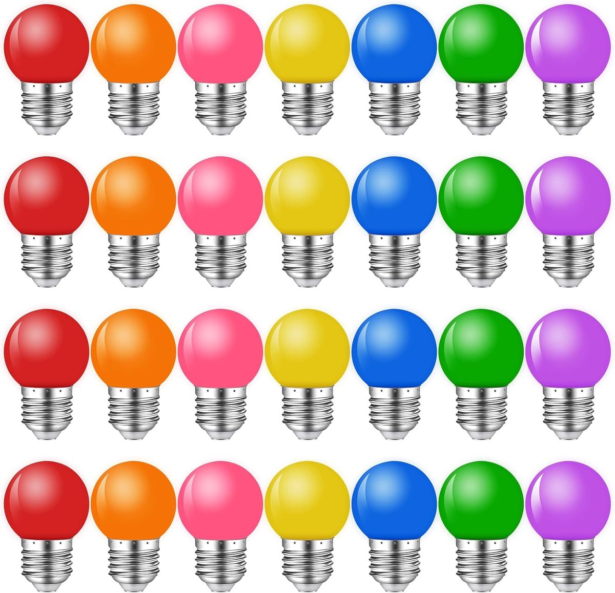 Gekleurde Gloeilampen - Decoratieve Lampen - Feestelijke Decoratie - Energiebesparend LED - 28 Stuks - Meerdere Kleuren