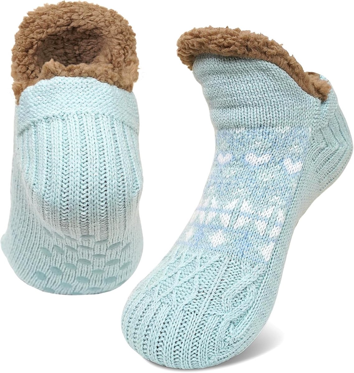 Huissokken Dames - Pantoffelsokken - Comfort Thuis - Anti-slip Zolen - One Size - Zacht Roze