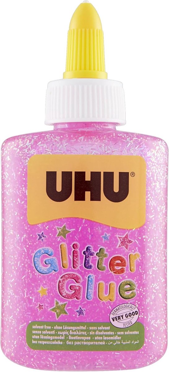 Glitter Lijm - Creatieve Lijm - Knutselen Maken - Zonder Oplosmiddelen - 90 ml - Roze