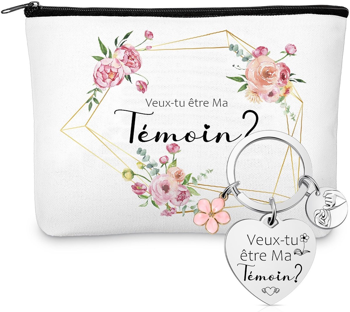 Dailygoods- Cosmetische Tas - Make-up Tas met Spiegel - Sleutelhanger - Cadeau voor Bruidsmeisje - Creatief Design - Uitstekende Materialen - Make-uptas