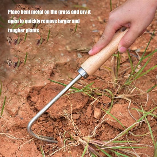 Allecto - Handmatige onkruidsteker - Tuingereedschap - Duurzaam roestvrij staal - Houten handvat - Voor wieden en verplanten - Ideaal voor tuinlief... van Merkloos	 — afbeelding 5