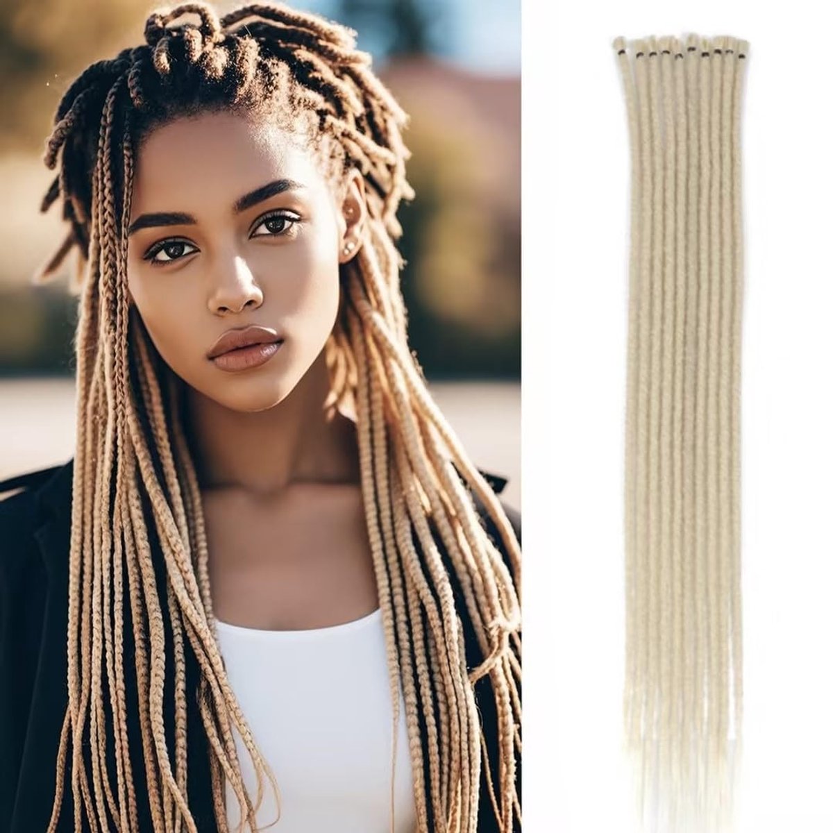 Dailygoods- Dreadlocks Extensions 15 Strengen - Synthetisch Haar - Ombre Blonde - Reggae Vlechtontwerp - Haarverlengingen voor Vrouwen - Natuurlijke Uiterlijk - Haarextensions