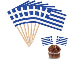 Dailygoods - YXHZVON Griekenland vlag tandenstokers, 100 stuks cocktailstokjes vlaggen mini-vlaggen cupcake toppers sticks voor feest voedsel cake fruit servies party pub decoratie