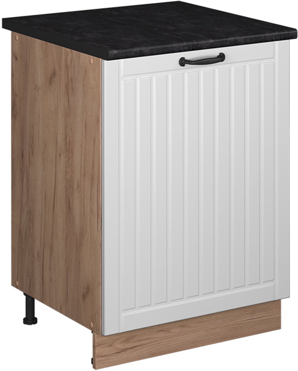 Vicco Keukenonderkast Fame-Line, Wit Landhuis/Goudkleurig Eiken, 60 cm 1 deur met werkblad Wit landelijk/Goudkleurig Eiken