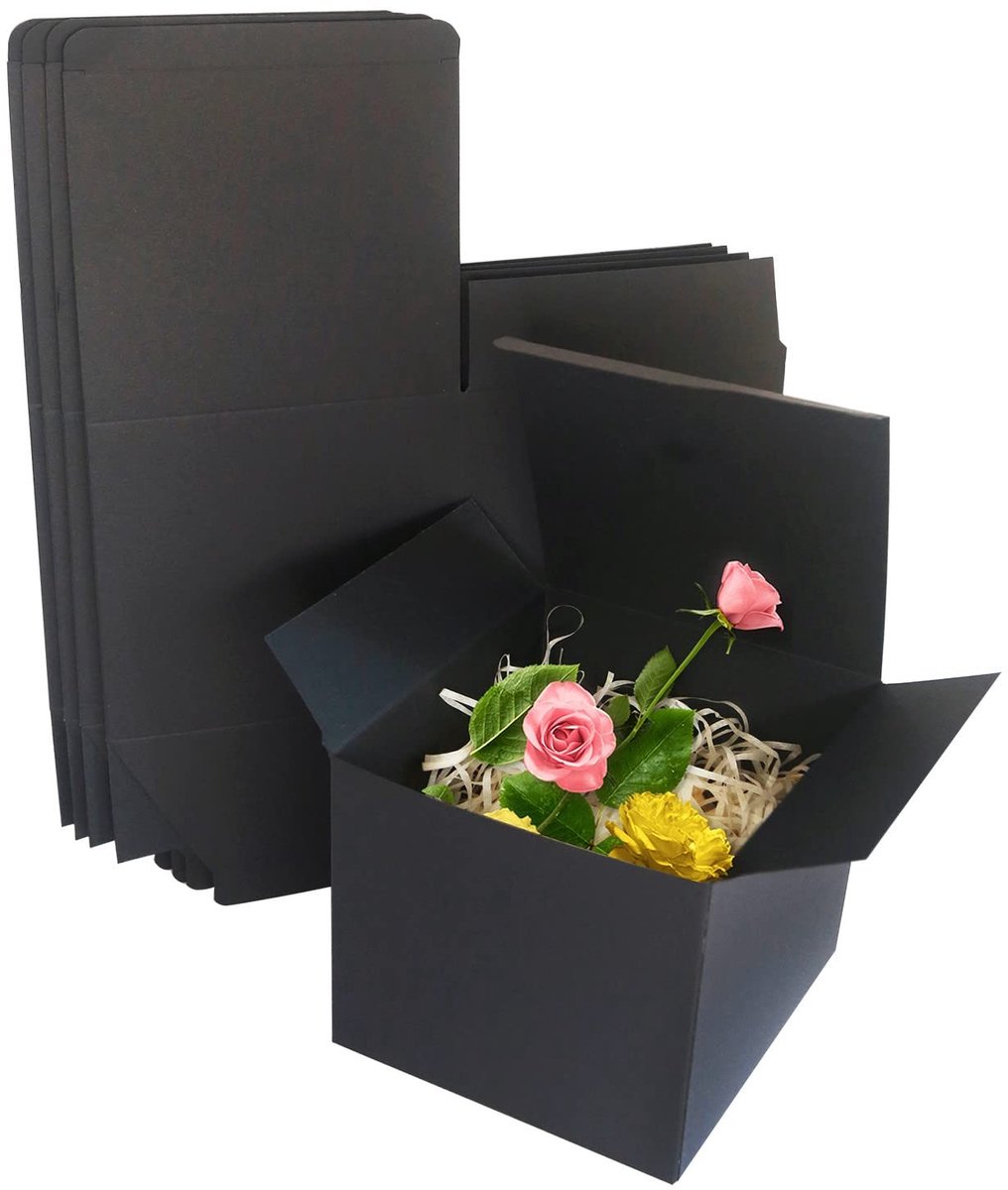 Dailygoods- Geschenkdozen met Deksels - Zwarte Kraft - 130x130x130mm - Pak van 10 - Milieuvriendelijk - Perfect voor Feestjes - Cadeaudozen