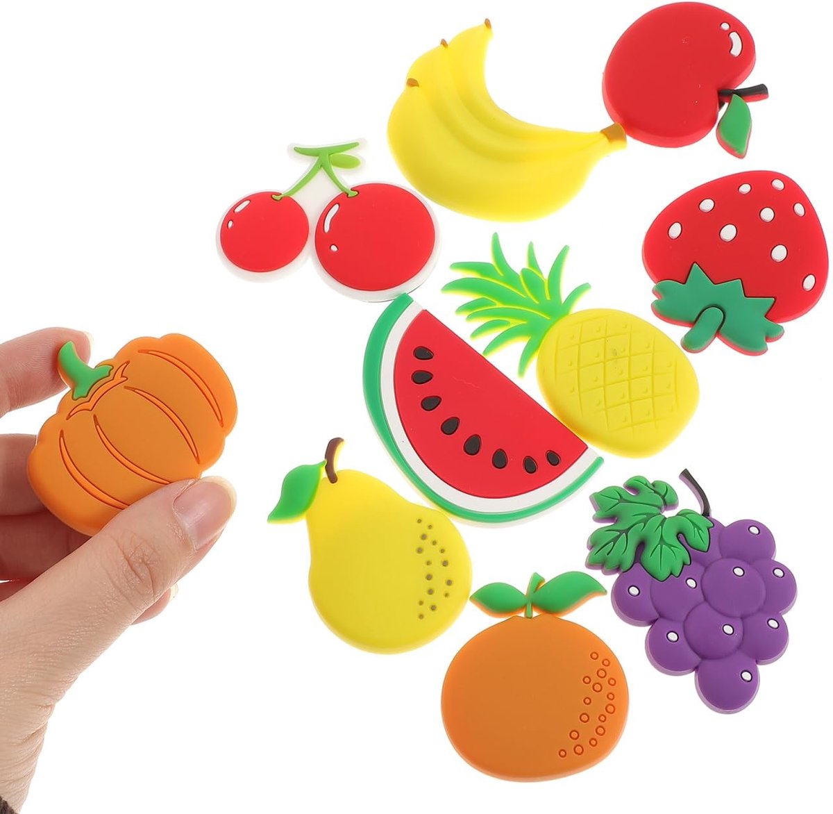 Dailygoods- Koelkastmagneten 10 Stuks - Creatieve Fruitpatronen - Magneten voor Kinderen - Decoratie - Hoogwaardig PVC - Kleurrijke Afwerking