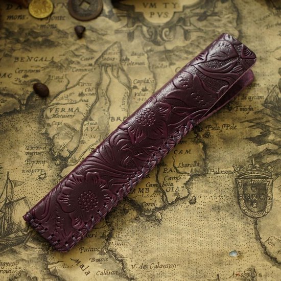 LIVIA HOME- Pen Sleeve Lederen - Vintage Pennenzak - Potlood Case - Voor Kantoor/School - Geschikt voor 1 Pen - Duurzaam Materiaal — afbeelding 4