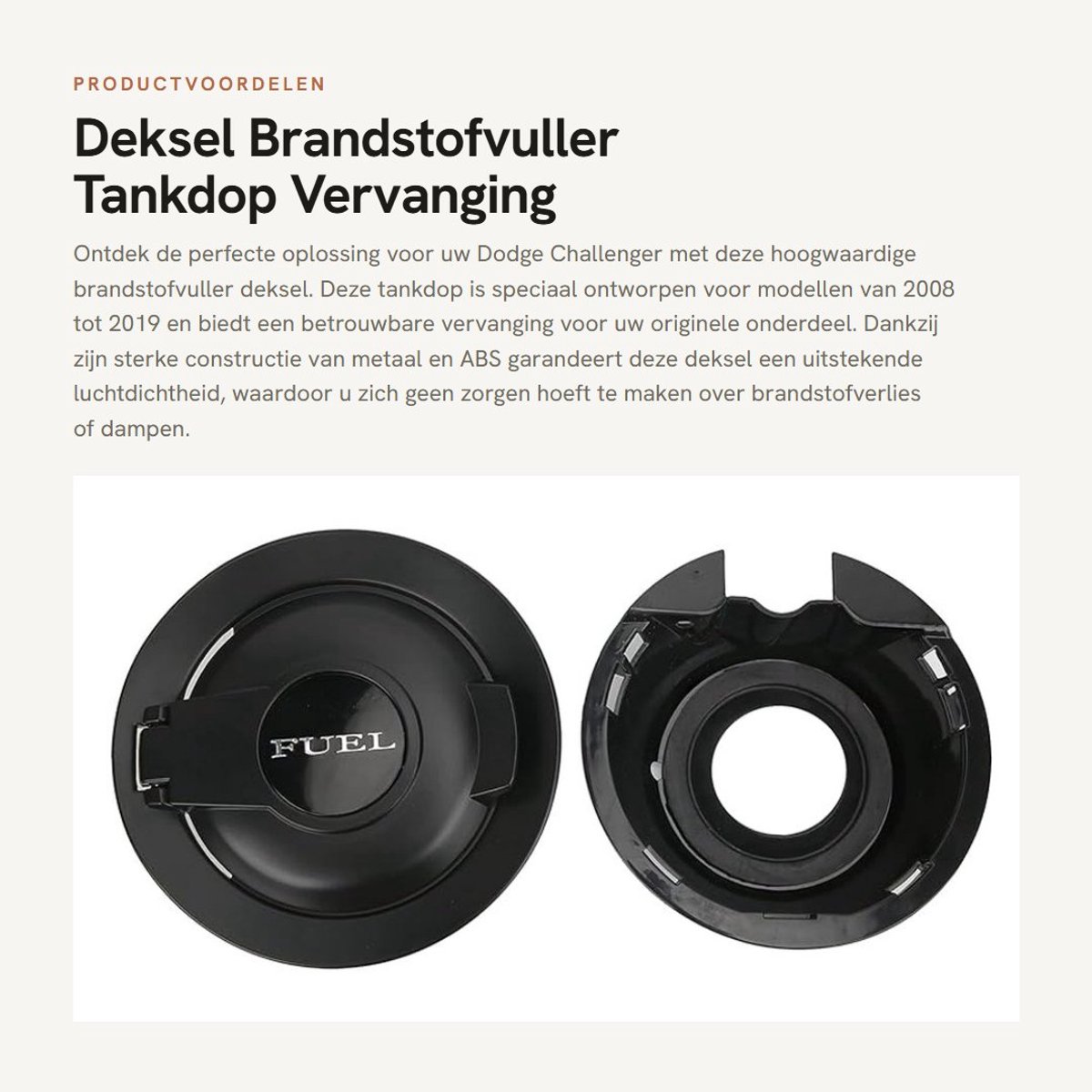 Dailygoods- Tankdop Vervanging - Tankdop voor Dodge Challenger 2008-2019 - Hoogwaardig ABS/Metaal - Betere luchtdichtheid - Eenvoudig te installeren - Robuust en duurzaam - Brandstofdop