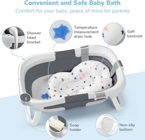 Dailygoods- Babybadkuip Opvouwbaar - Babybad voor Pasgeborenen 0-24 Maanden - Draagbaar - Ruimtebesparend - Geschikt voor Binnen/Buiten - Voor Kinderen 1-7 Jaar van Dailygoods — afbeelding 5