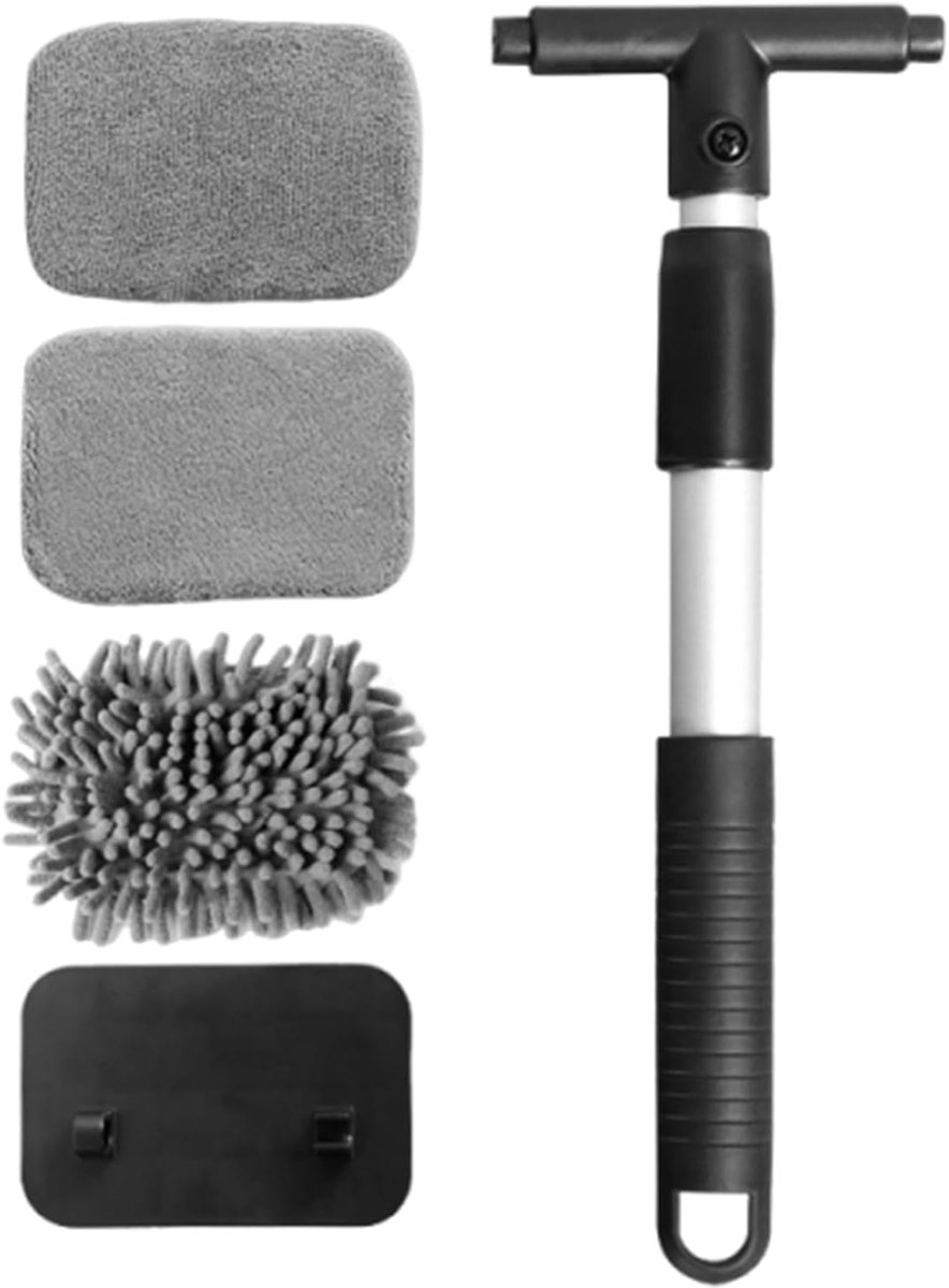 Raamreinigingsset - Glasreiniger Tool - Auto Ruiten Wassen - Verstelbare Telescoopsteel - 27.7 cm Lengte - Meerkleurig