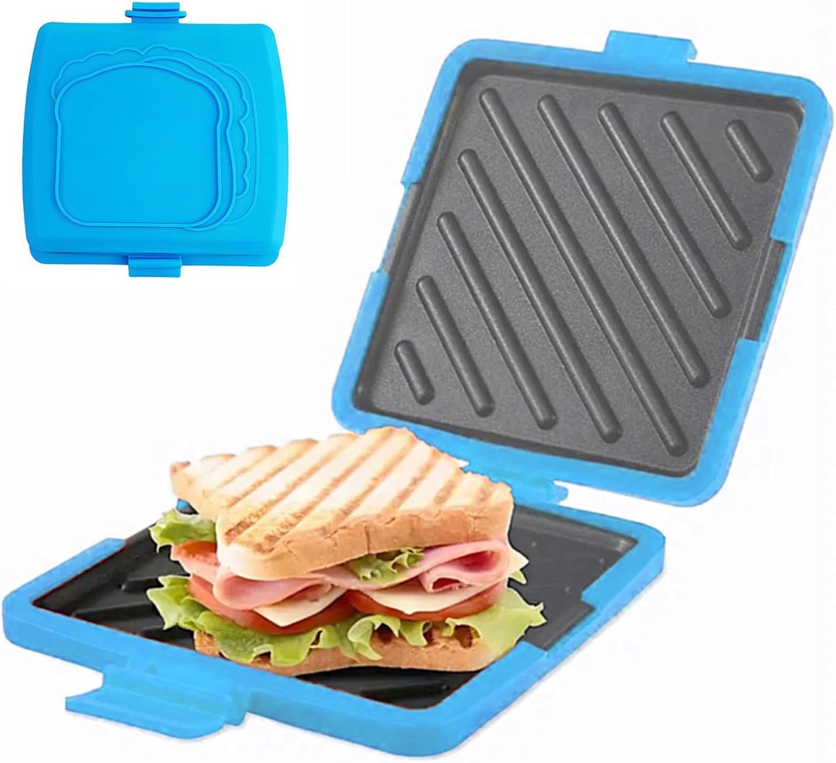 Sandwichmaker Kaasgrill Snacks Bereiden Geen stroom nodig 17 cm breed Blauw