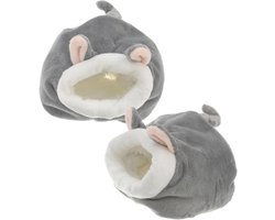 Winterbed Hamster - Knaagdier Nest - Warme Rust - Zachte Fleece Voering - 12x10x9 cm - Grijs