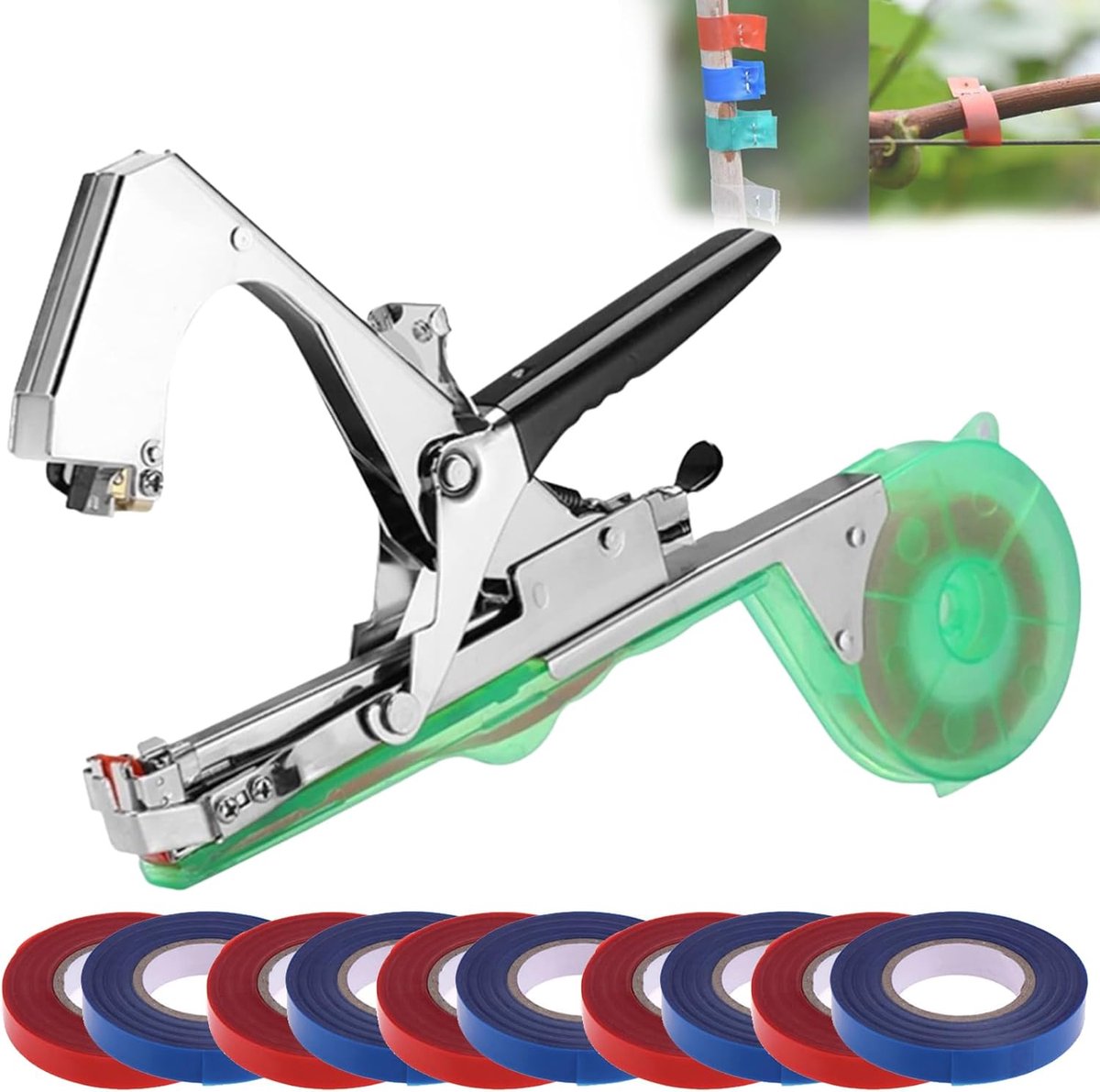 Plantenbindmachine - Tuinbindgereedschap - Takken Vastzetten - Inclusief 10 Rollen - 45cm Lengte - Zwart