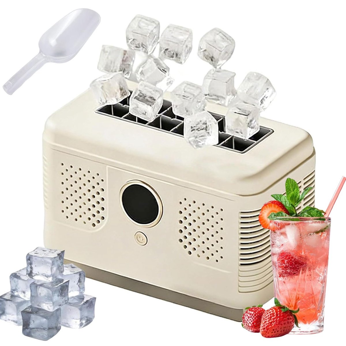 Mini Ijsmachine Aanrecht Model Drankjes Koelen Snelle ie 12 Kubus Per Cyclus Groen