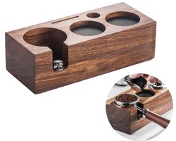 Dailygoods- Tamperstation Walnoot - Koffie Tamper 51 mm/54 mm - Antislip Siliconen Kussen - Verstelbare Hoogte - Barista-accessoires - Elegant en Duurzaam - Koffietamper