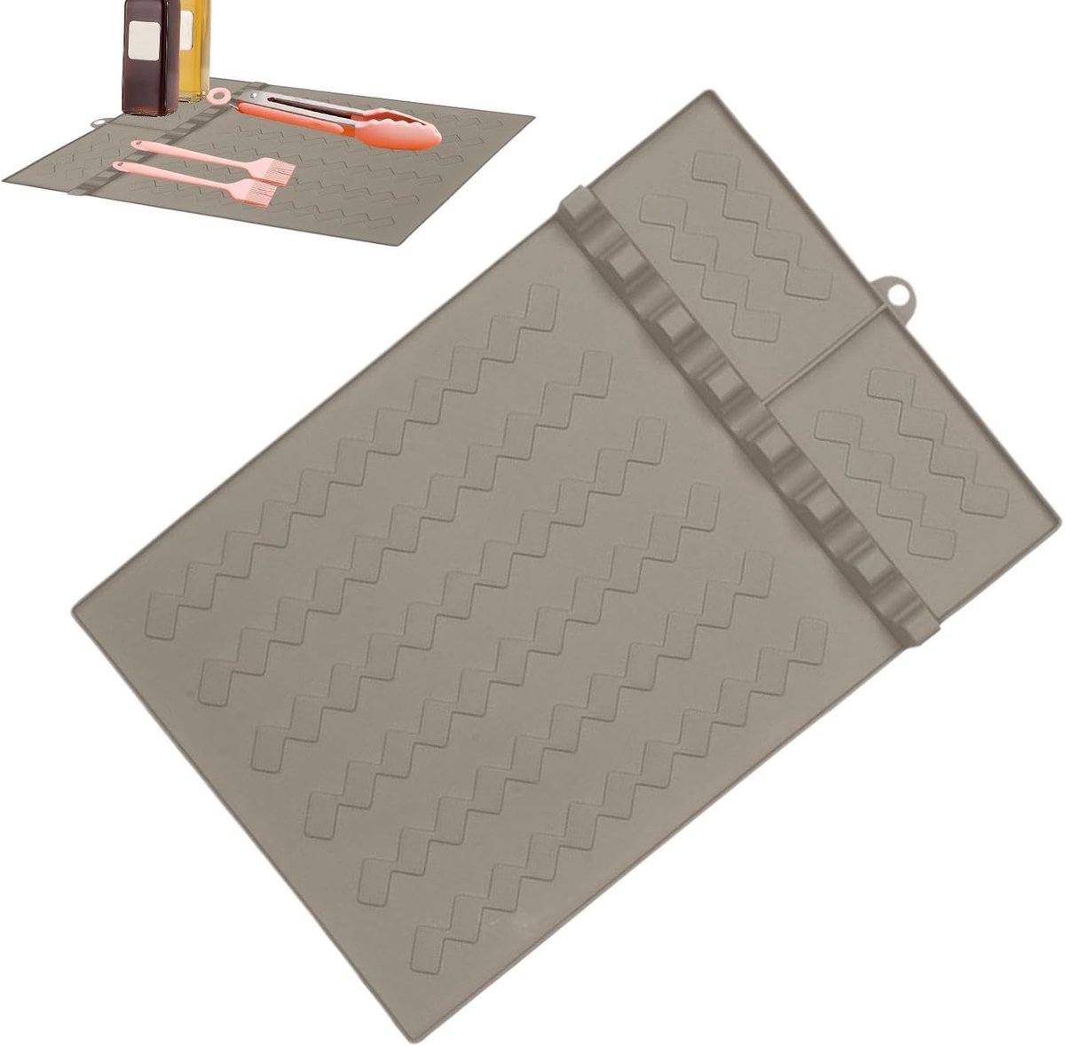 BBQ Grillmat Spatelonderlegger Barbecueën Hittebestendig 265 x 41 cm Grijs
