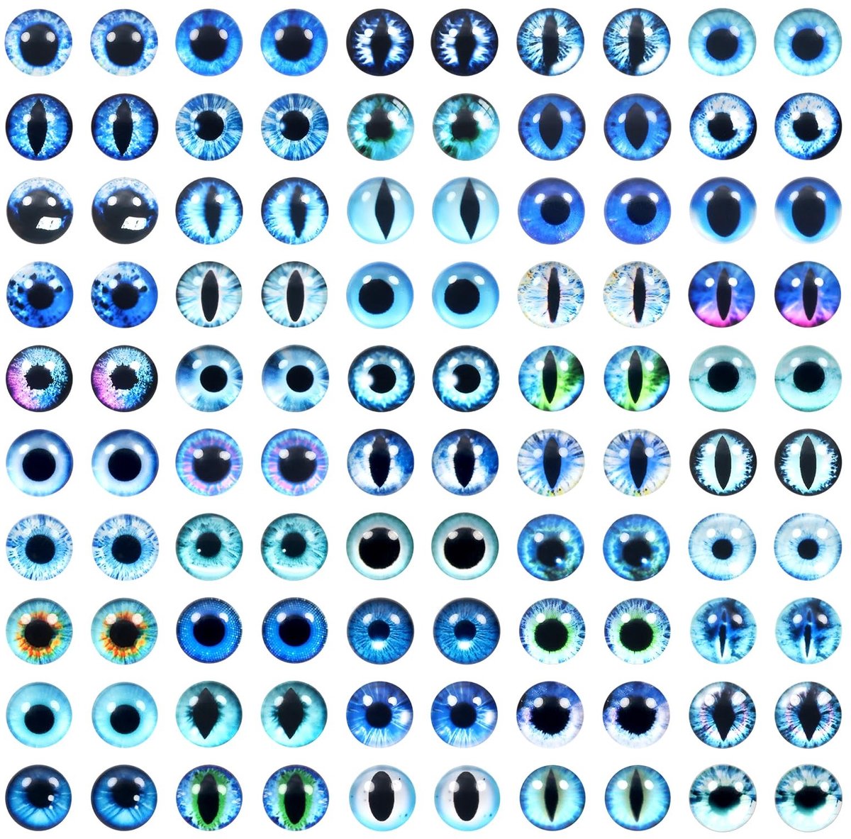 Dailygoods- Glazen Ogen 10mm Blauw - 100 Stuks - Glas Cabochon - Veiligheidsogen voor Poppen - Handgemaakte Projecten - Duurzaam Materiaal - Poppenogen
