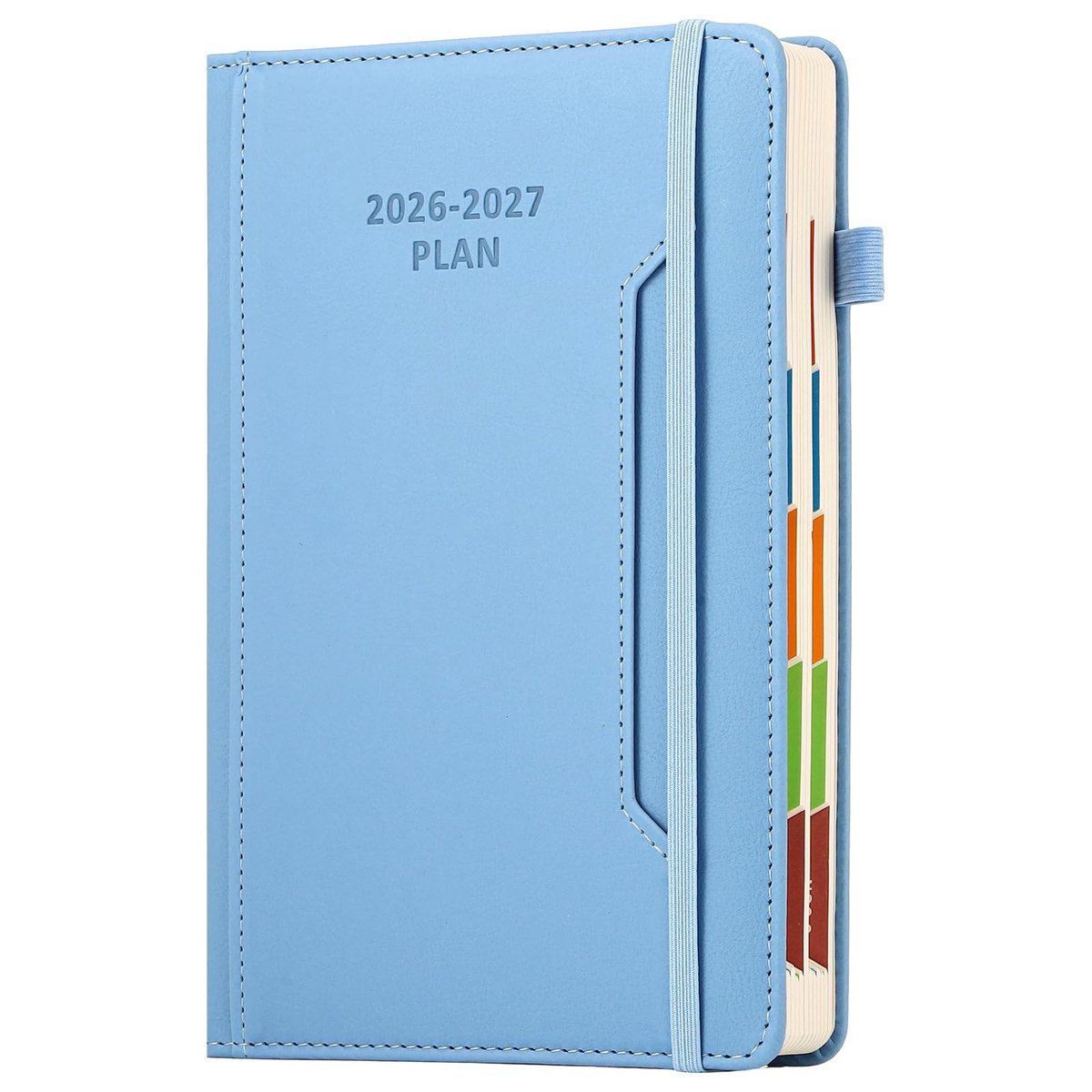 Dailygoods- Academisch Dagboek A5 - Agenda 2026/2027 - Hardcover Planner - Dag Per Pagina - Elastische Sluiting - Penhouder met Voorvak