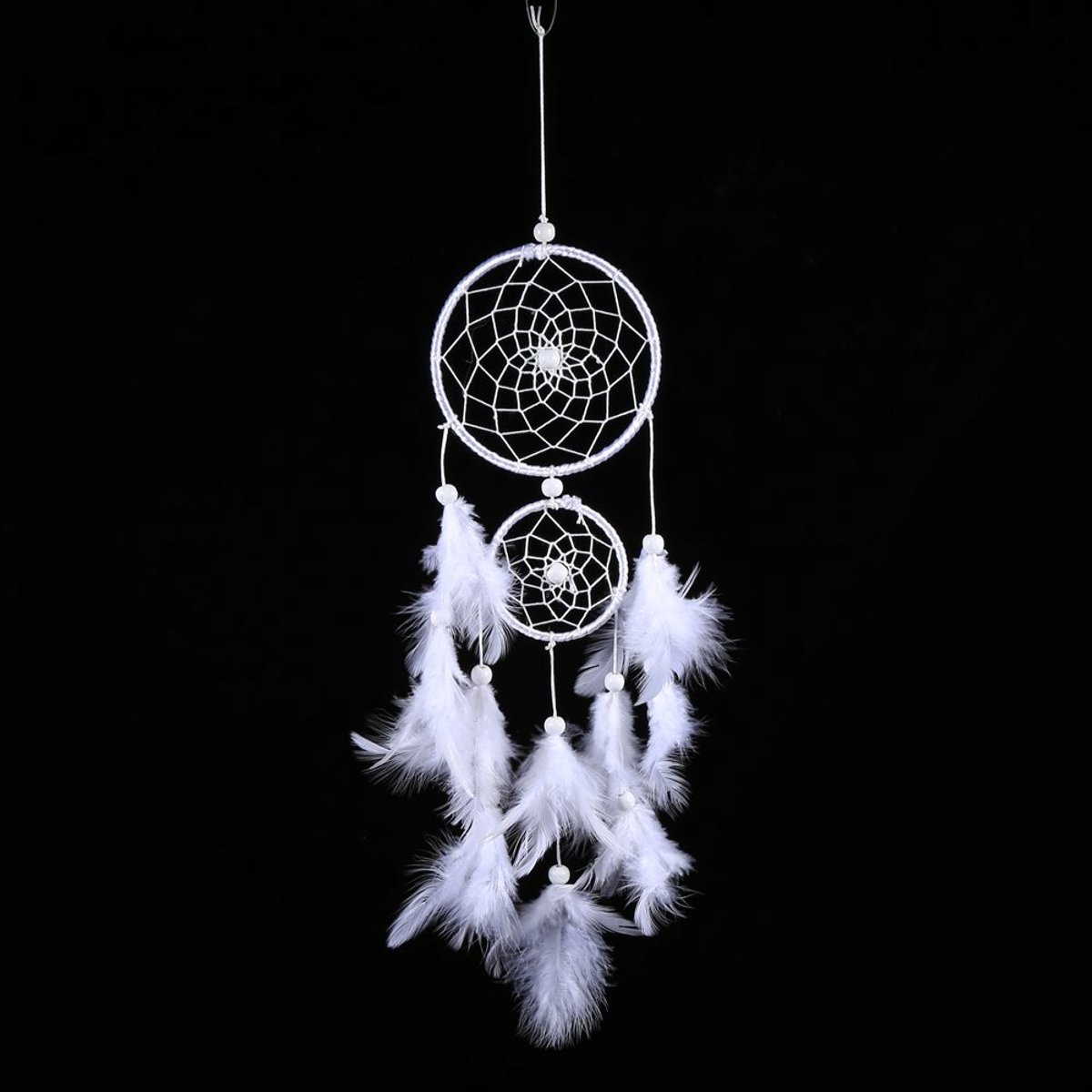 Dailygoods- Dromenvanger Delicaat - Wanddecoratie - Handgemaakt - Witte Veren - Dromerige Sfeer - Uniek Cadeau