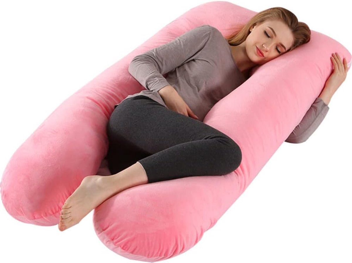 Zwangerschapskussen - Lichaamskussen - Comfortabel Slapen - Ergonomisch Ontworpen - 125x72cm - Roze