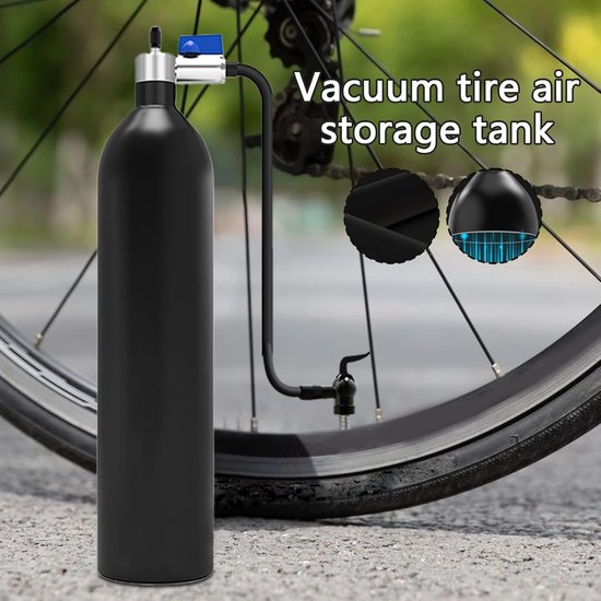 Tubeless Banden Air Tank - Fietspomp Compressor - Banden Snel Vullen - Hoge Capaciteit 200PSI - 1.2L Tank - Zilver — afbeelding 5