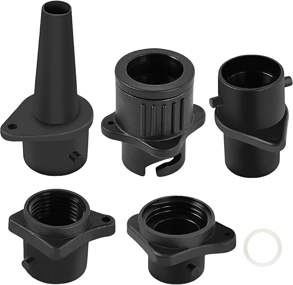 Pomp Adapter - Opblaas Set - Watersporten Opblazen - 4-in-1 Mondstukken - Compact Ontwerp - Grijs
