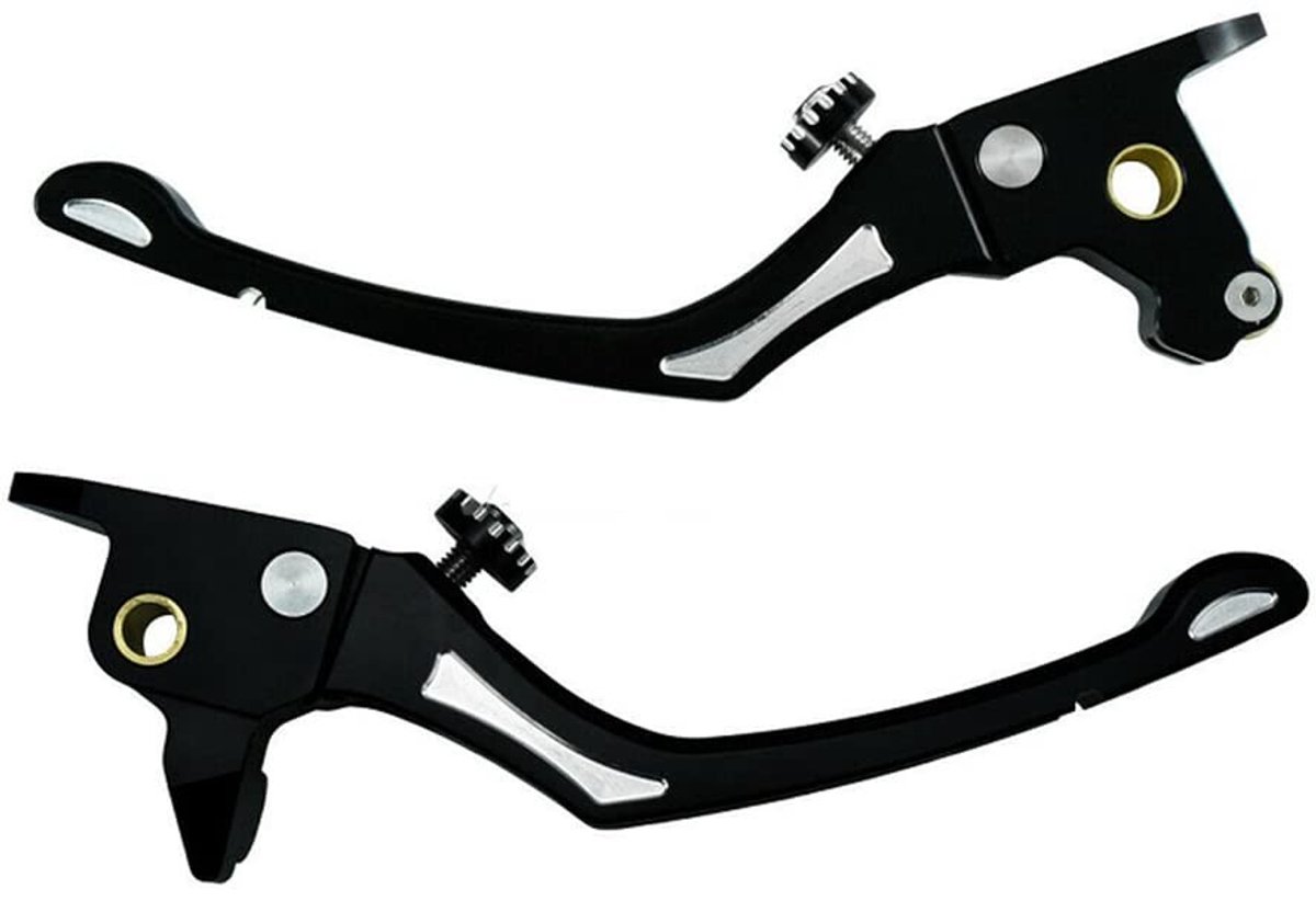 Dailygoods- Remkoppelingshendel 90 Graden Inklapbaar - Zwarte Remkoppelingshendel - CNC-Aluminiumlegering - Kort Instelbaar - Compatibel met Harley-Davidson Modellen 2004-2013 - Motorhendel