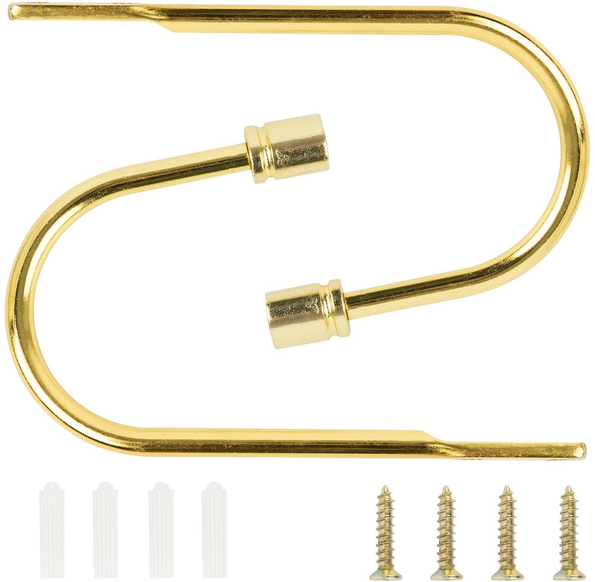 Dailygoods- Embrasses 2 Stuks - Gordijnhouders - Metalen U-haken - Vintage - Aluminiumlegering - Gouden Cilinderkop - Totale Lengte 16 cm - Gordijnhaken