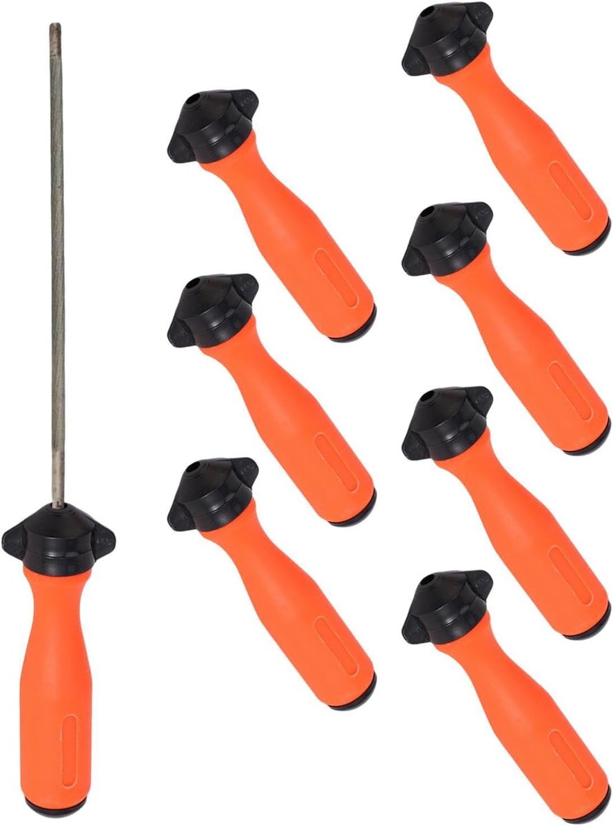 Kettingzaag Vijlhandvat - Ronde Vijlhandgrepen - Kettingzaag Onderhoud - Ergonomisch Ontwerp - 8 Delen - Zwart