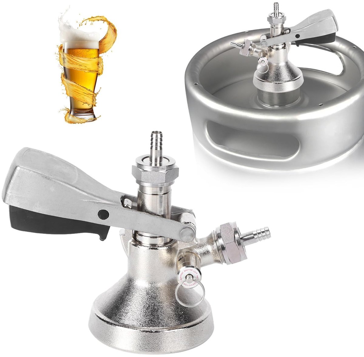 Dailygoods- Keg Cap G5/8 Draad - 304 Roestvrij Staal - Keg Tap - Bierkraan - Thuis Brouwsysteem - Inclusief Connector Accessoires - Vatconnector