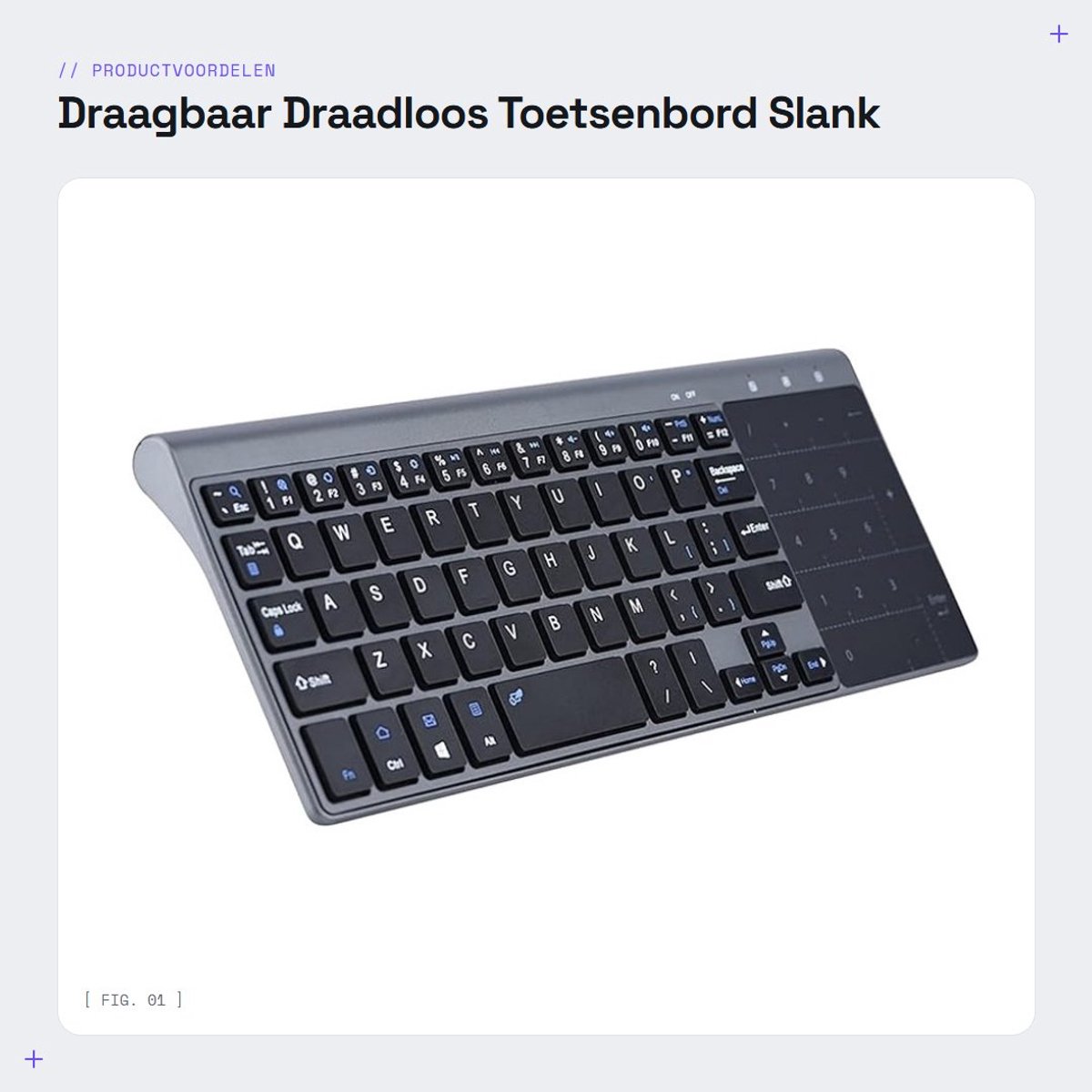 Dailygoods - Draagbaar Draadloos Toetsenbord - Slank Ontwerp - Ultralicht en Compact - Touchpad Functionaliteit - Geschikt voor PC en Notebook - Ideaa...