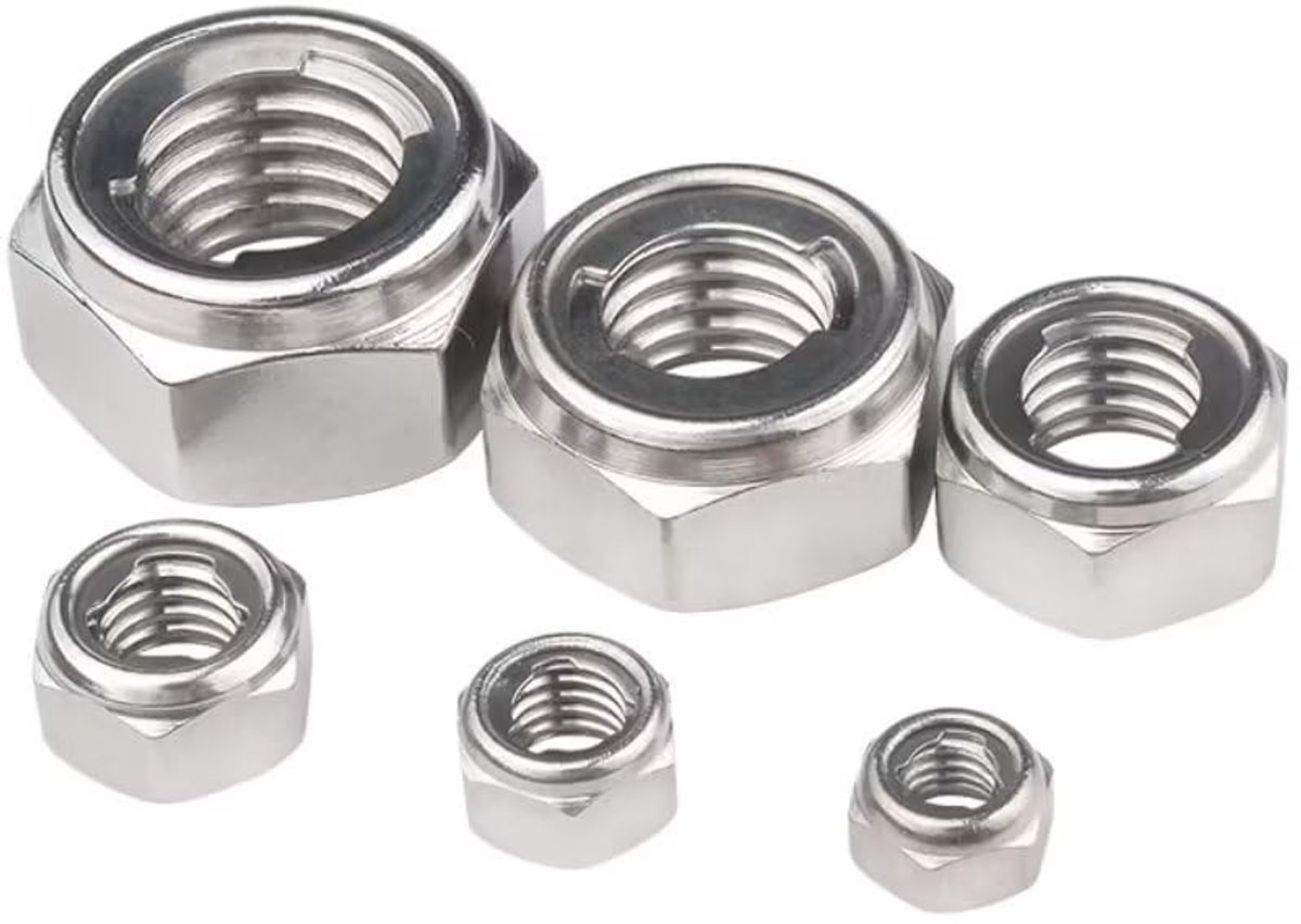 Dailygoods- Zeskantmoeren zelfborgend - Roestvrij Staal - Borgmoeren - Stopmoeren - Bevestigingselementen - 5 Stuks