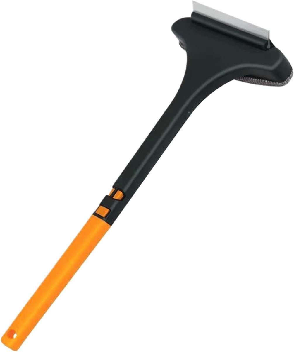 Raamwisser Borstel - Multifunctioneel Reinigingsgereedschap - Streeploos Schoonmaken - Geïntegreerd Wis- en Borstelsysteem - 24 x 20 cm - Geel