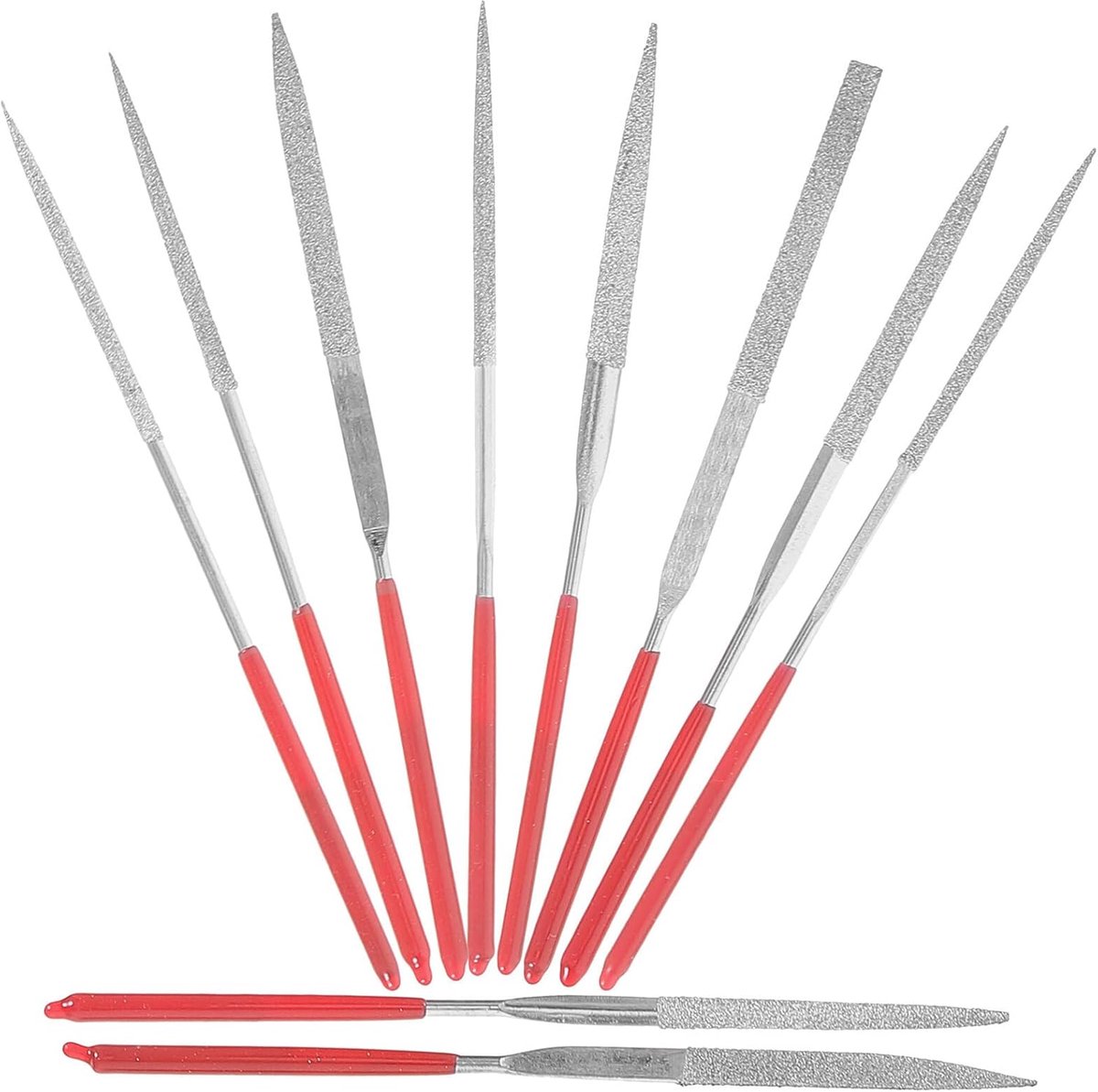 Metalen Gereedschap Set - Handvijlen Set - Precisiewerk - Duurzaam Staal - 14 cm Lengte - Rood