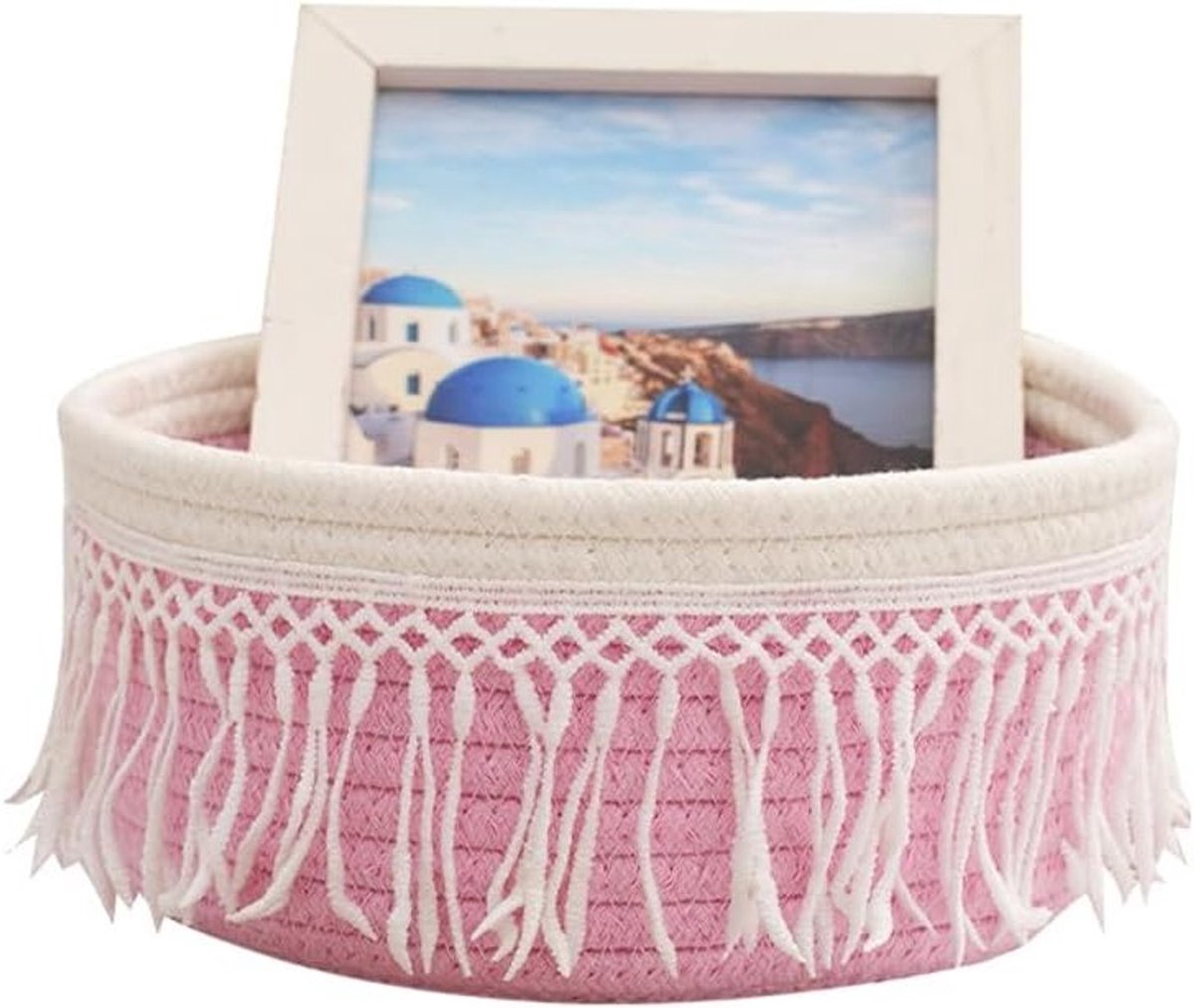 Opbergmand van Katoen, Gevlochten Mand voor Speelgoed, Tijdschriften en Accessoires, 21 x 19 x 10 cm, Ideaal voor Woonkamer en Slaapkamer