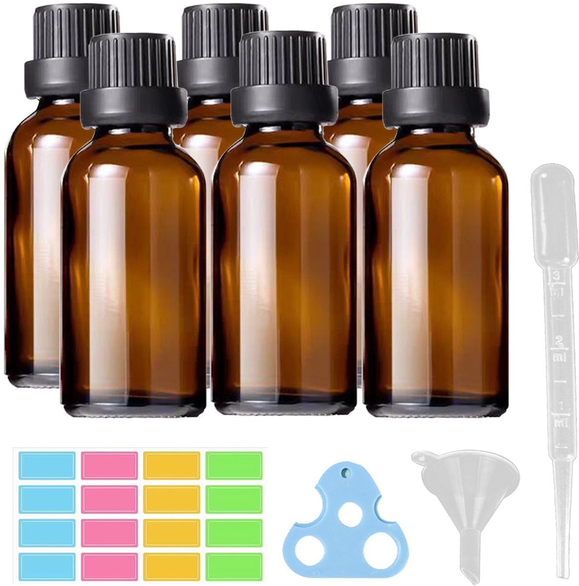 Dailygoods- Druppelflesje 30 ml - Glazen Flesjes - Bruin Glas - Compact en Lichtgewicht - Schroefdop - Bescherming tegen UV-straling