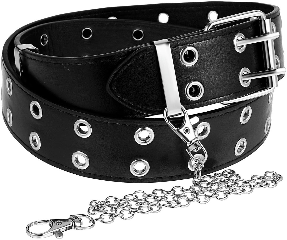 Dailygoods- Leren Riem - Punk Riem met Klinknagels - Zwart - 3,8 cm Breed - 105 cm Lengte - Hoogwaardig PU-Leer - Duurzaam en Slijtvast