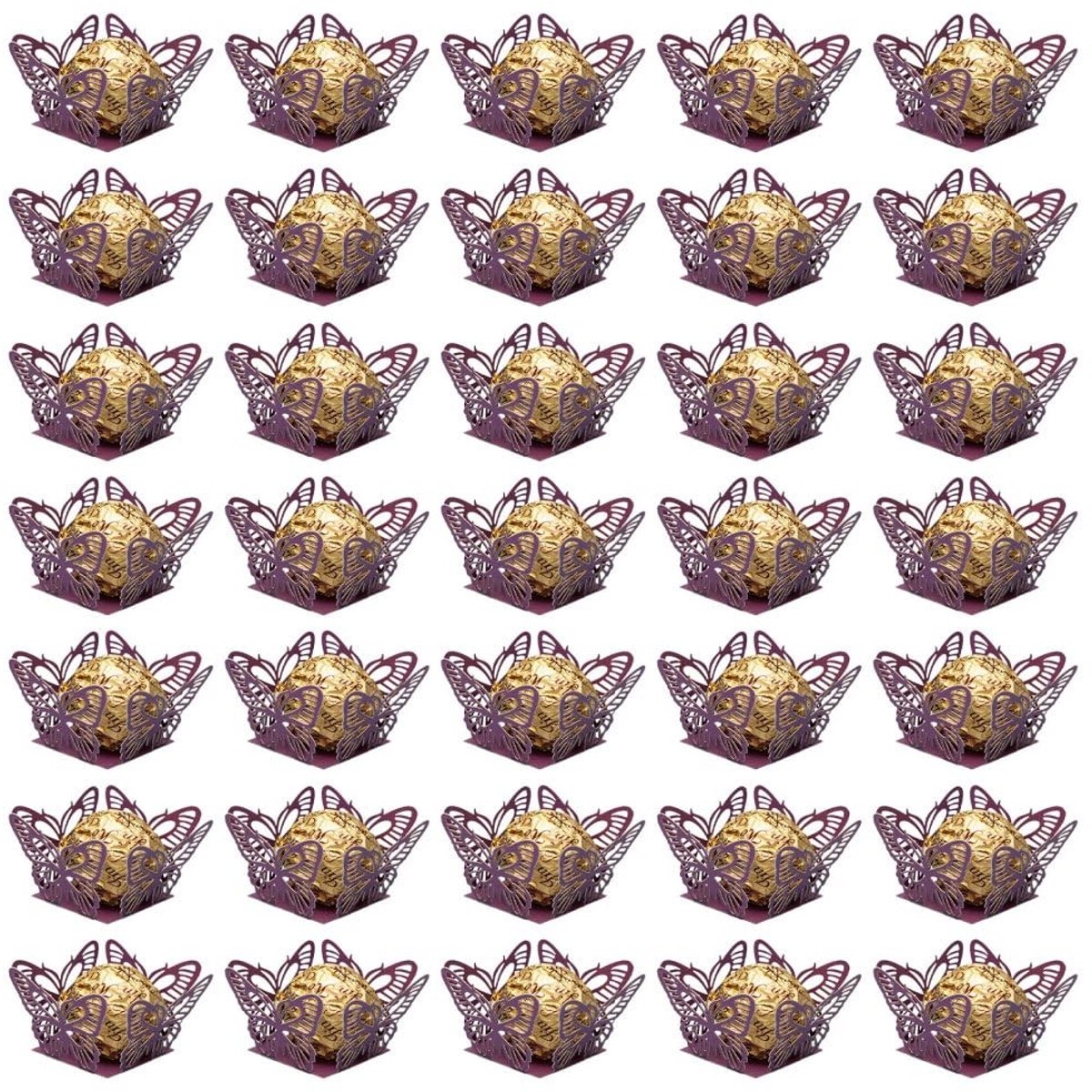 Dailygoods- Chocoladetruffelwikkels 50 Stuks - Holle Vlindervormige Dessertbekers - Chocoladewikkels - Snoepdozen - Eenvoudig te Gebruiken - Hoogwaardig Papiermateriaal