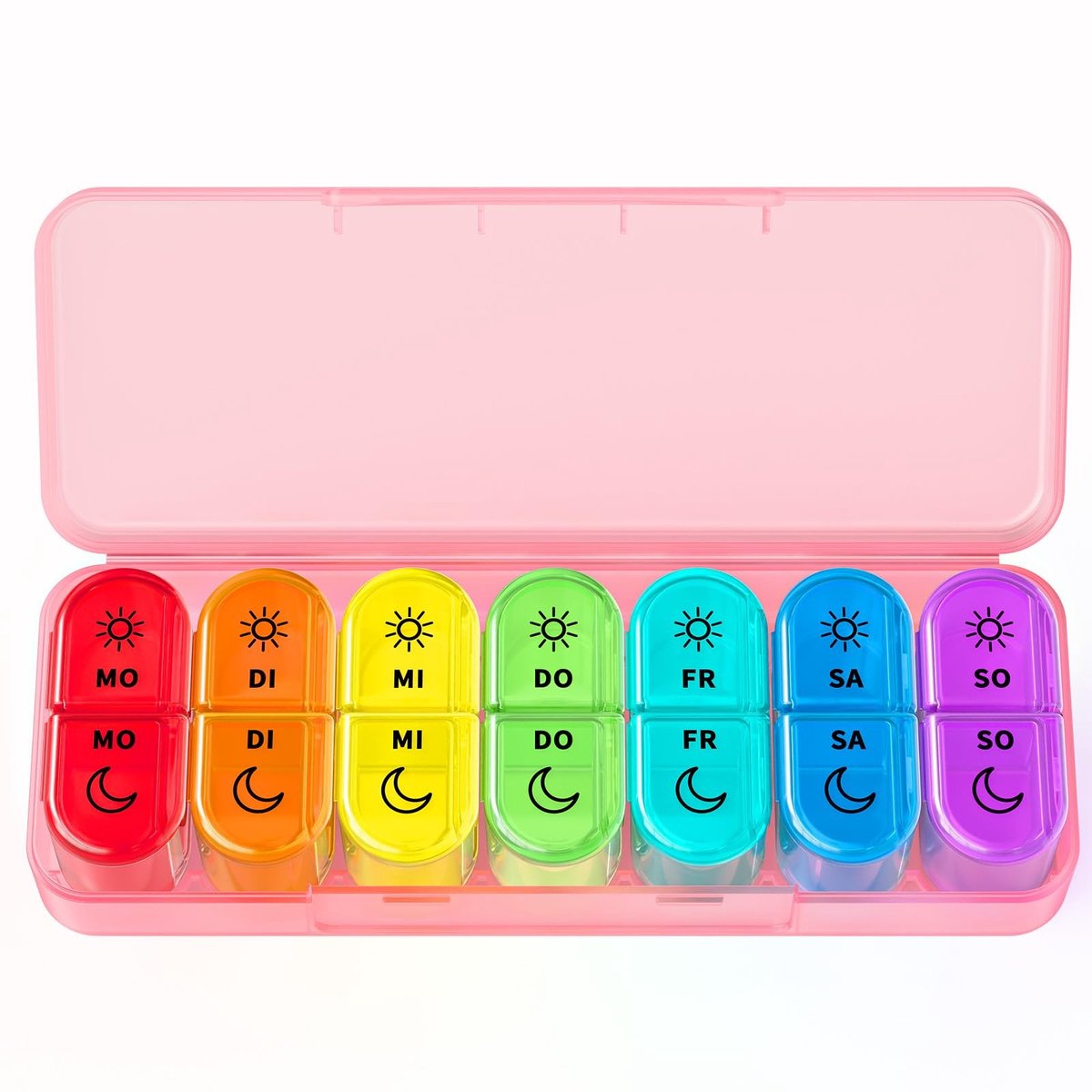 Dailygoods- Tablettenbox Grote Capaciteit - Medicijn Organizer - 7 Dagen - 2 Vakken - Lichtgewicht - BPA-vrij - Artritisvriendelijk - Medicijnorganizer