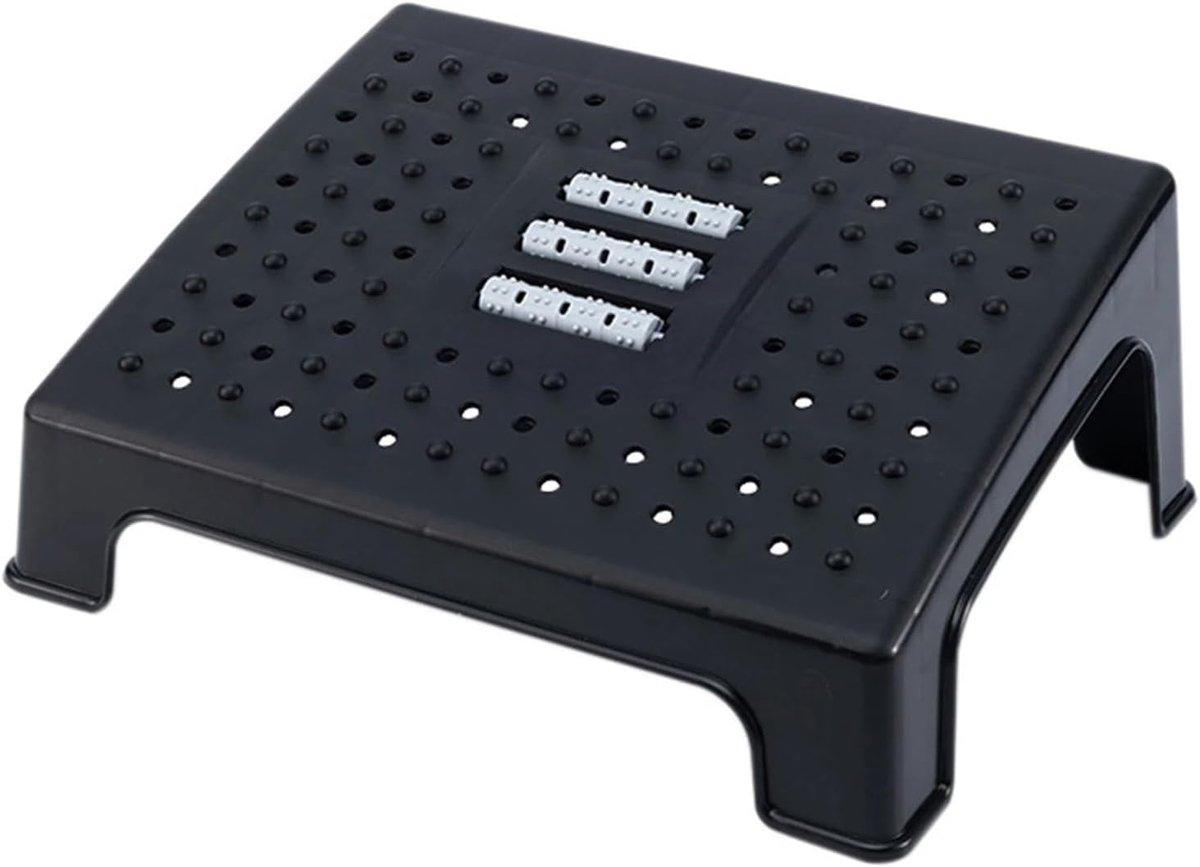 Voetenbank - Hocker - Ontspannen Zitten - Met Massage rollers - 35.5 cm - Zwart