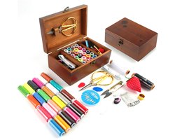 Dailygoods - WANDGU Set van 37 houten dozen met basisnaaiset en hoogwaardige accessoires