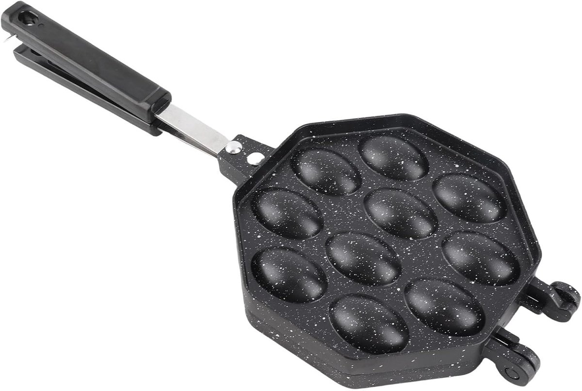 Eierwafelpan - Wafelijzer - Thuis Bakken - Antiaanbaklaag - 15 x 37.5 cm - Zwart