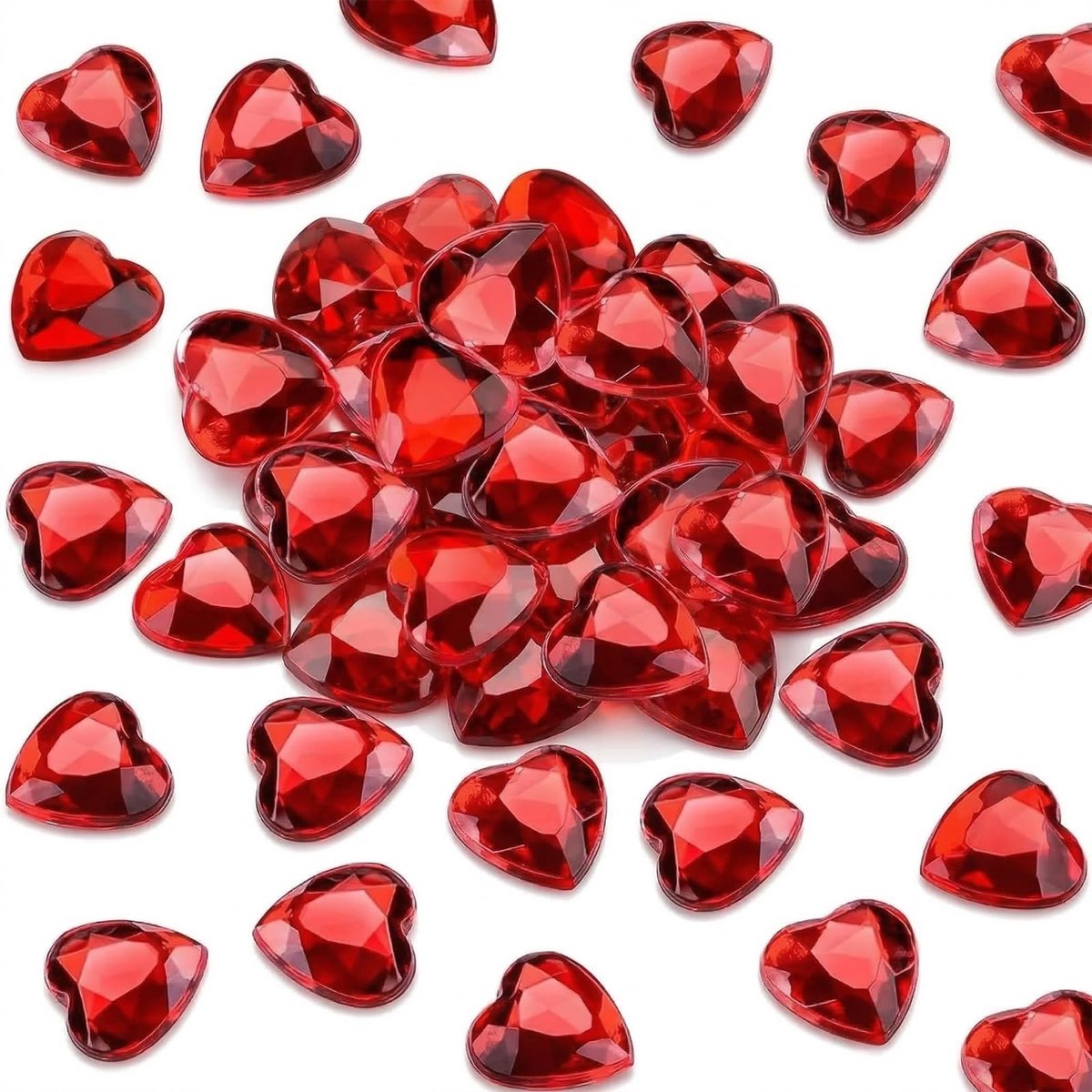 Dailygoods- StrooiDecoratie 200 Stuks Hartvormige Diamantkristallen - Tafeldecoratie - Tafelversiering Verjaardag - Rood - Veiligheidswaarschuwing Niet Eetbaar